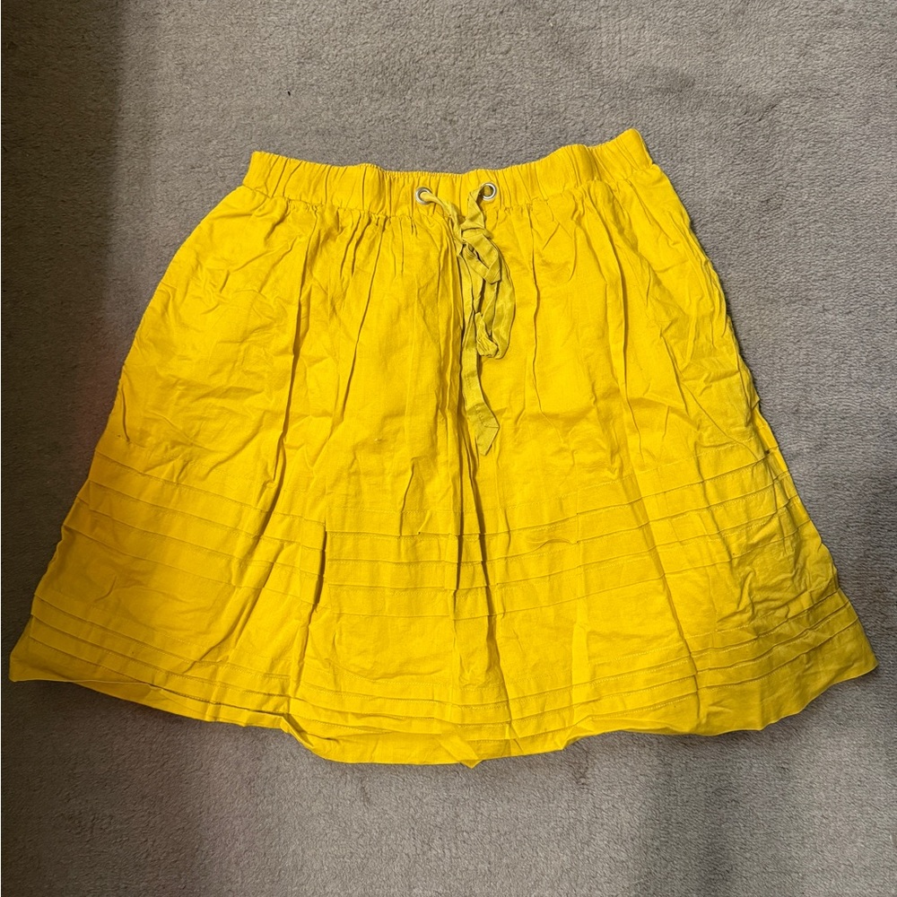 Odille Yellow A-Line Skirt Anthropologie Drawstring Cotton Summer Small